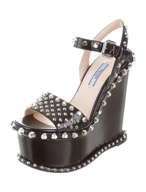 prada wedge shoes|prada studded pony skin sandals.